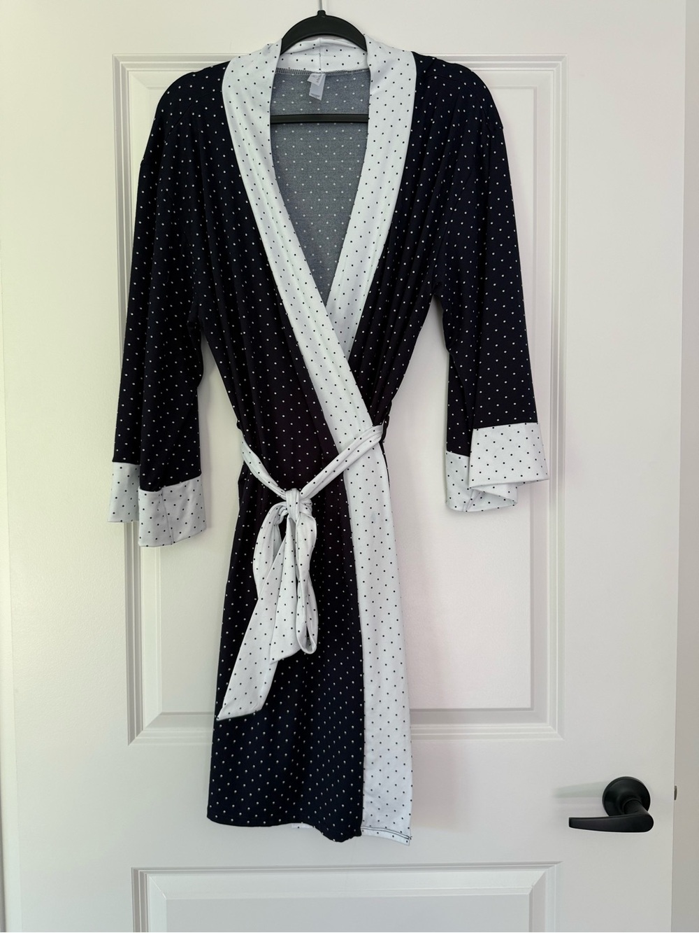 Flora Nikrooz Black and White Polka Dot Wrap Robe